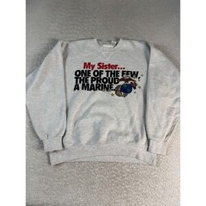 My Sister Marine Sweatshirt Mens Large‎ Gray Military Crewneck M.J. Soffe USA